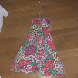 Neon Paisley Colored Halter Dress